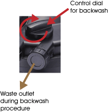 Detail of backwash switch